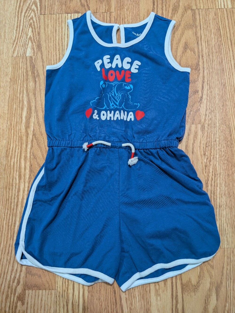 Girls Lilo And Stitch Romper Varsity Blue With White Trim Medium 8